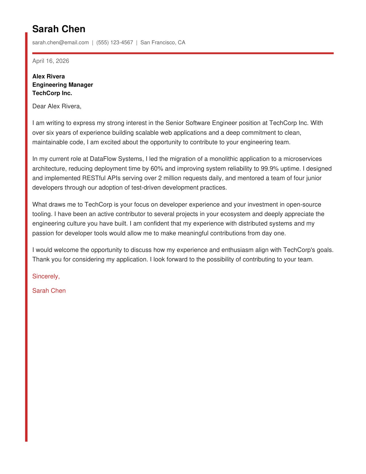 Bold cover letter preview