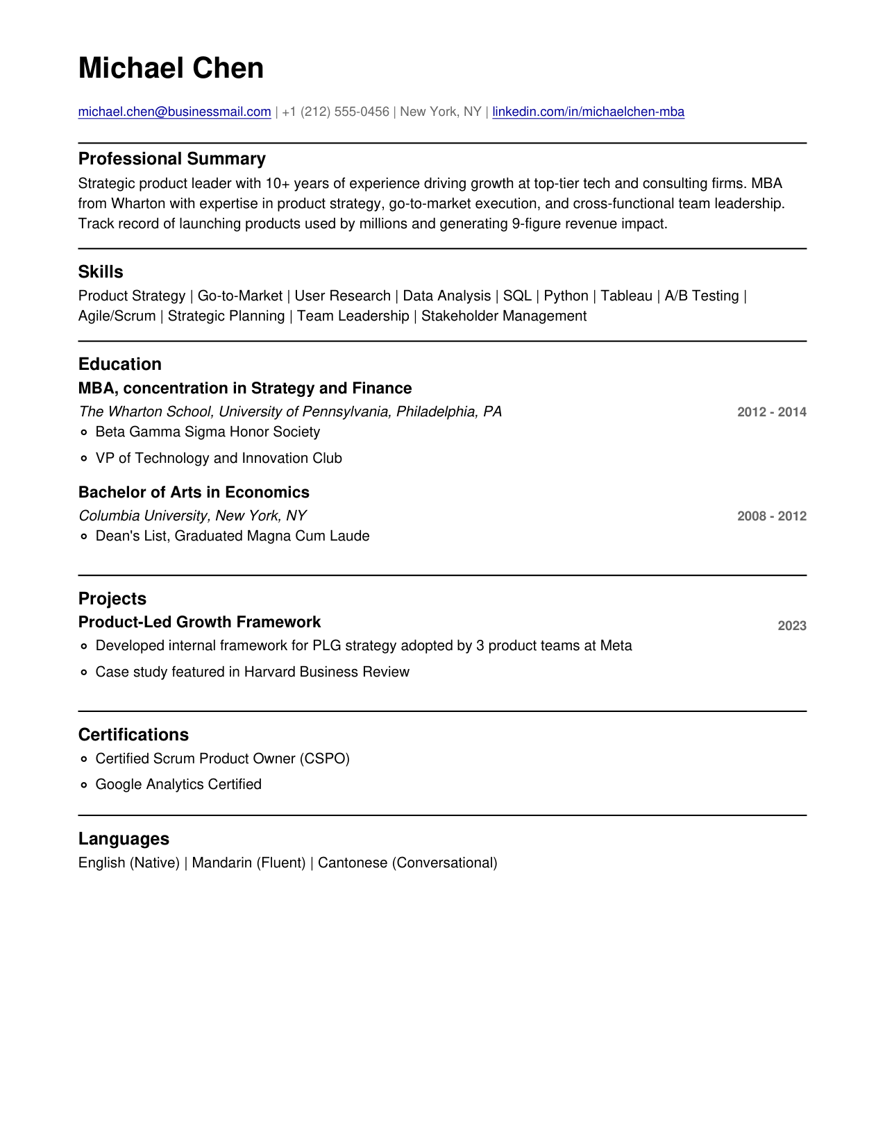 Classic template preview