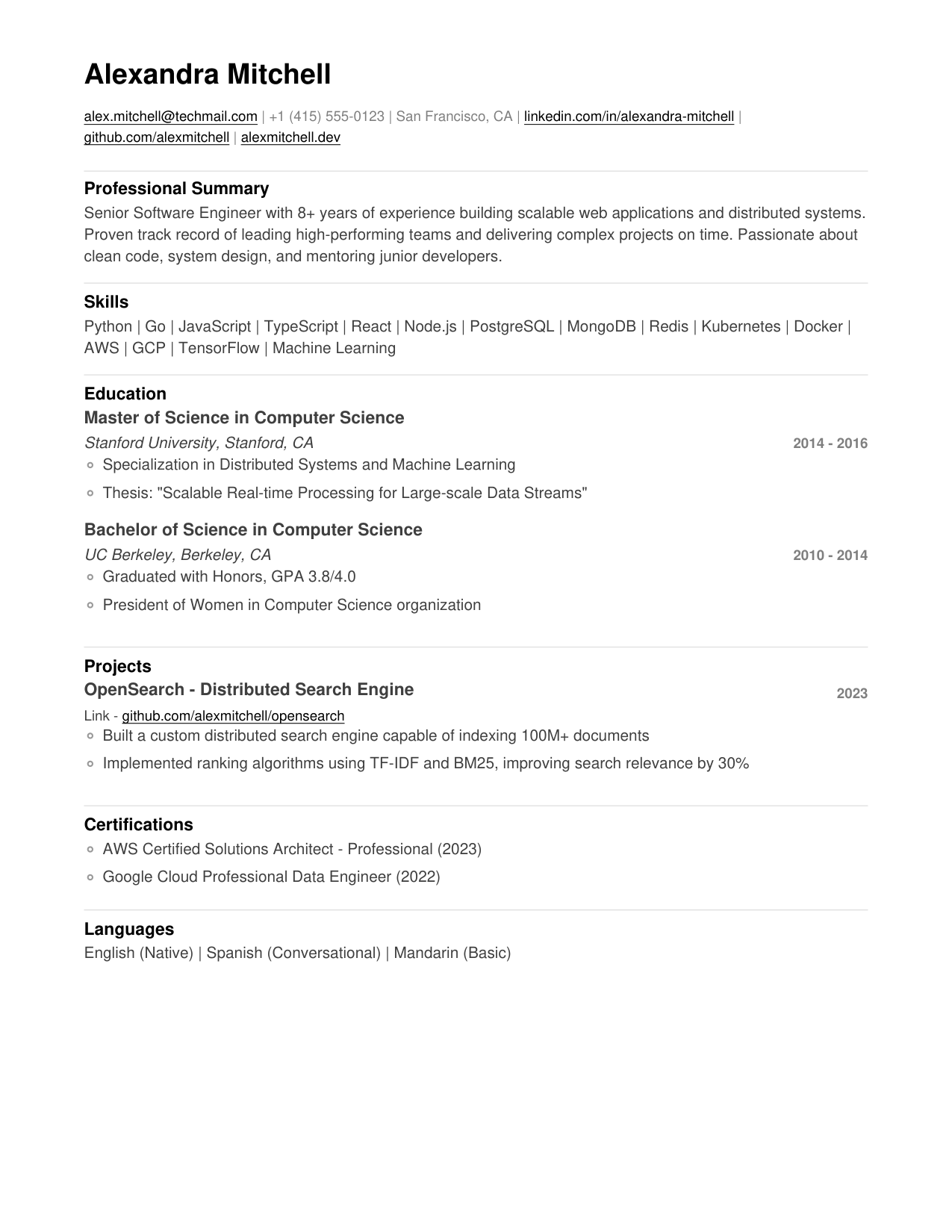 Minimal template preview