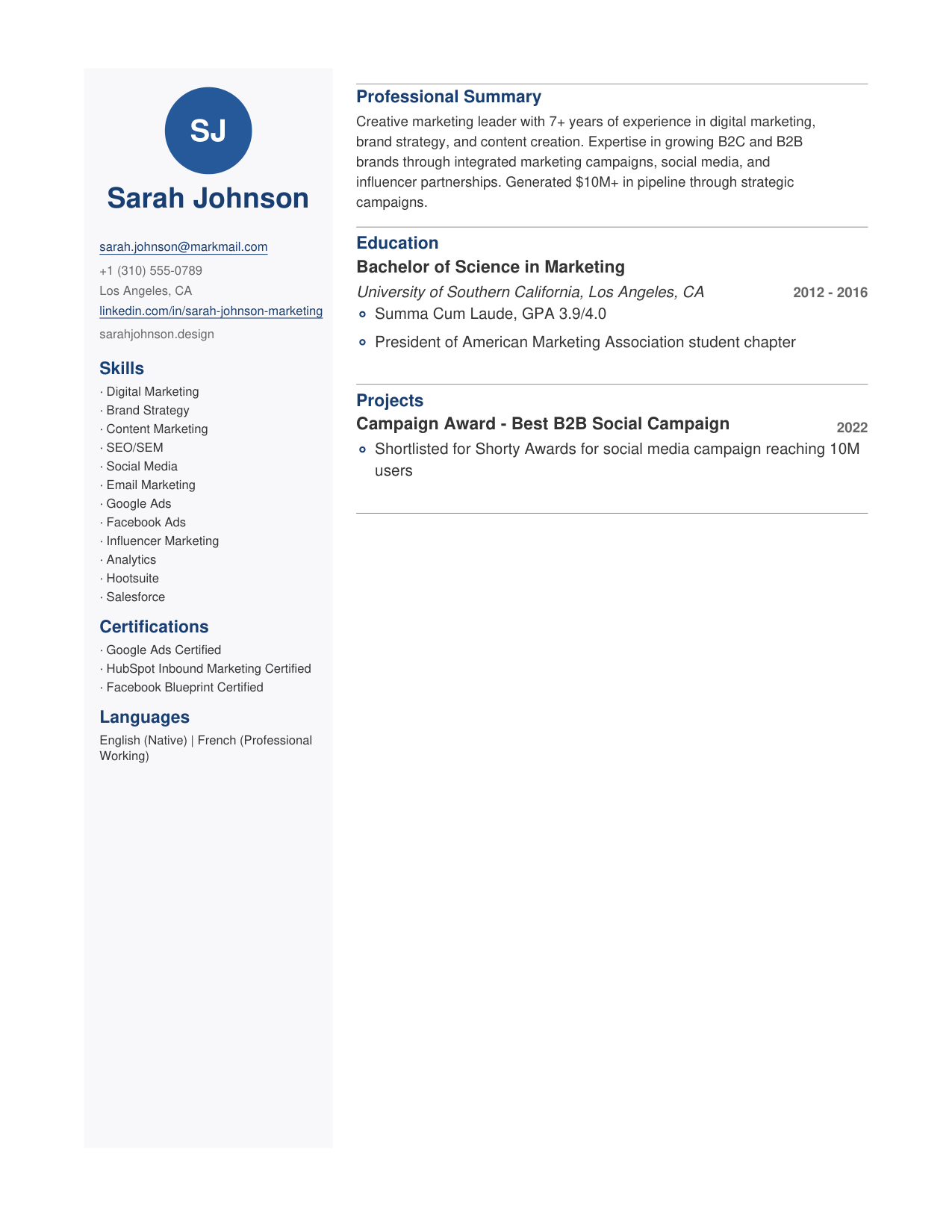 Profile Modern template preview