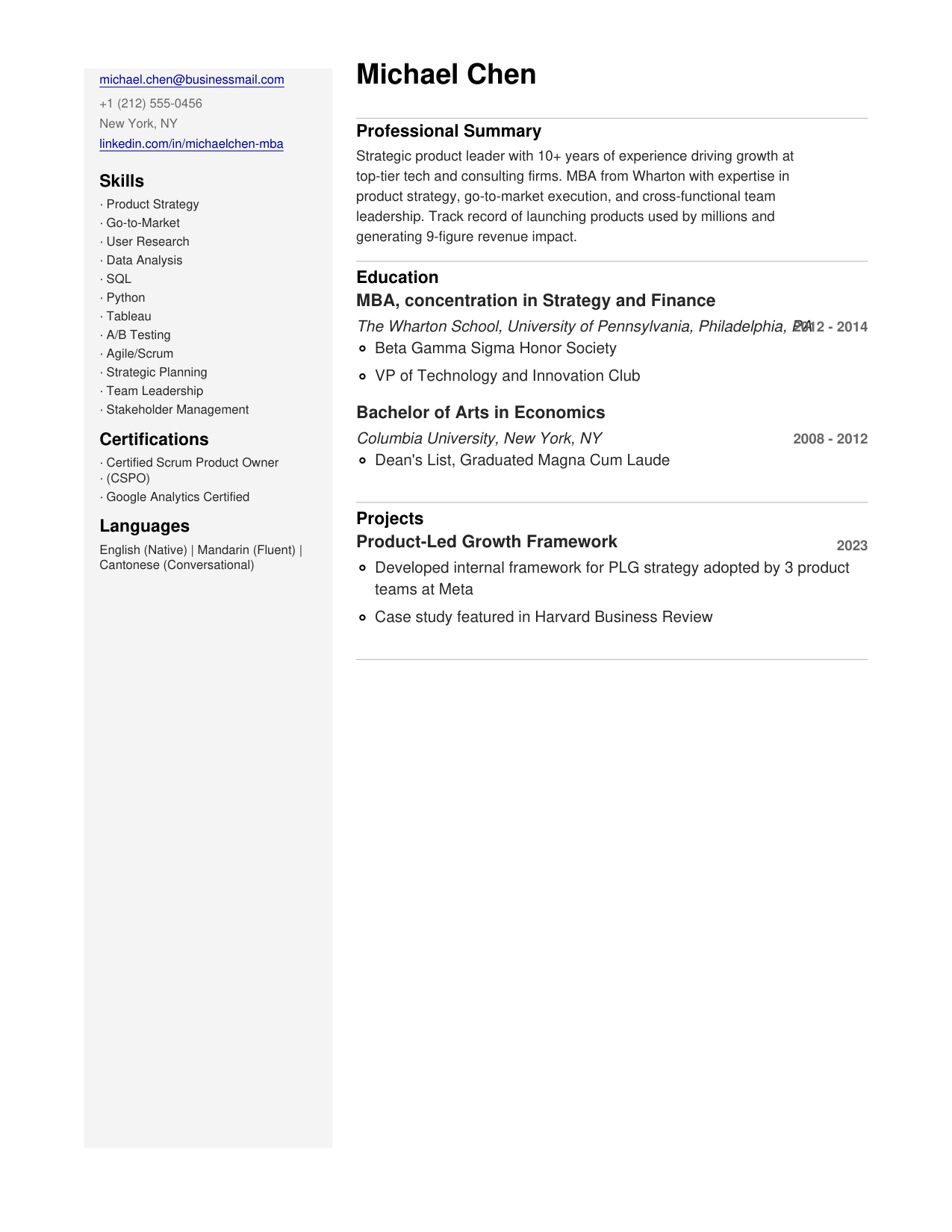 Sidebar Classic template preview